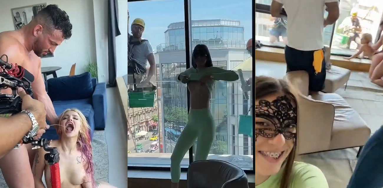 擦玻璃工人赶上了上AV 现场