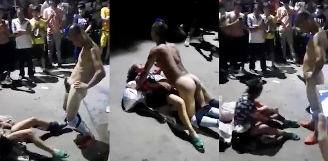 公众露出 男子当街猥亵强奸流浪露宿精神有问题的少妇惹争议 众人围观喝彩拍摄