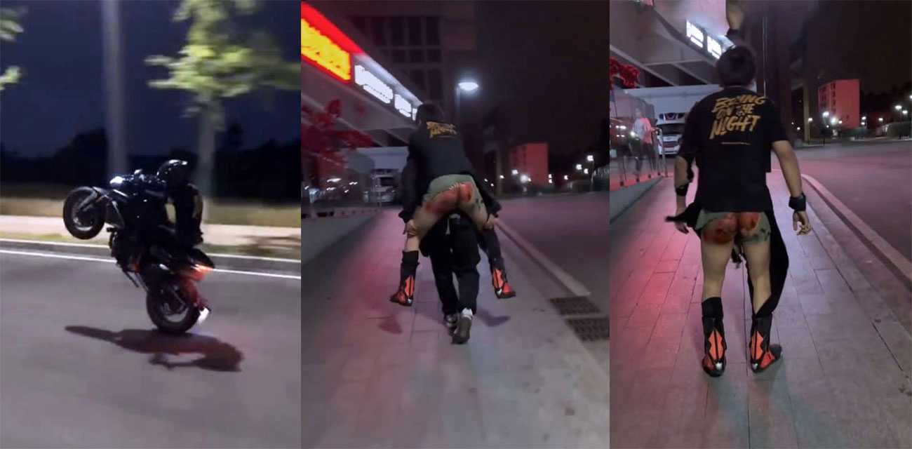 屁股刹车第一人！精神小伙深夜马路秀车技 车翻用屁股刹车 裤衩子都磨没了！