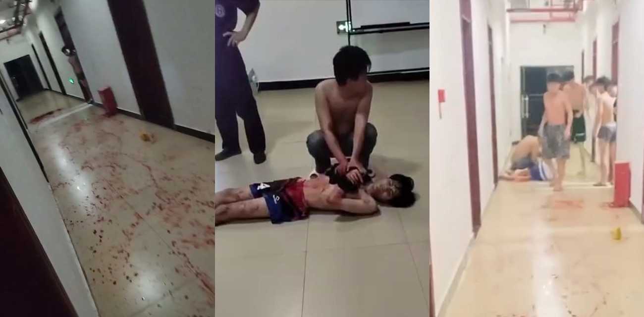 贵州省都匀市职业技术学校 因宿舍纠纷持刀砍杀男同学 鲜血洒满整个走廊！