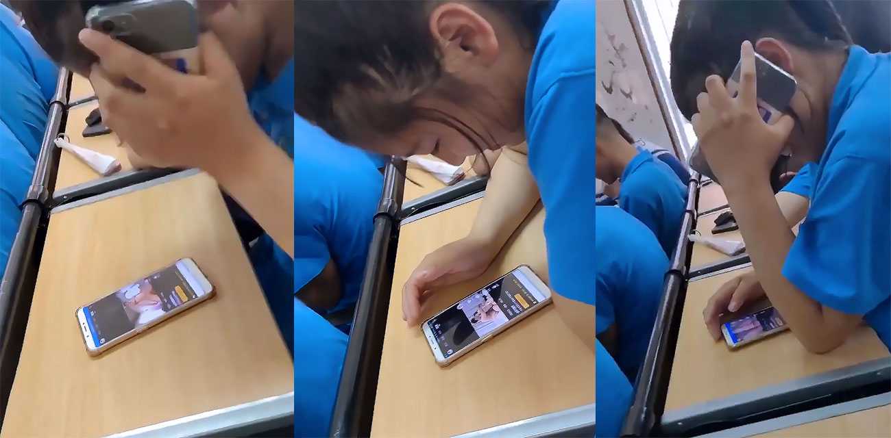 饥渴少女上课看黄片！毫不在意旁边同学的眼光 现在的高中生可真的太早熟了！