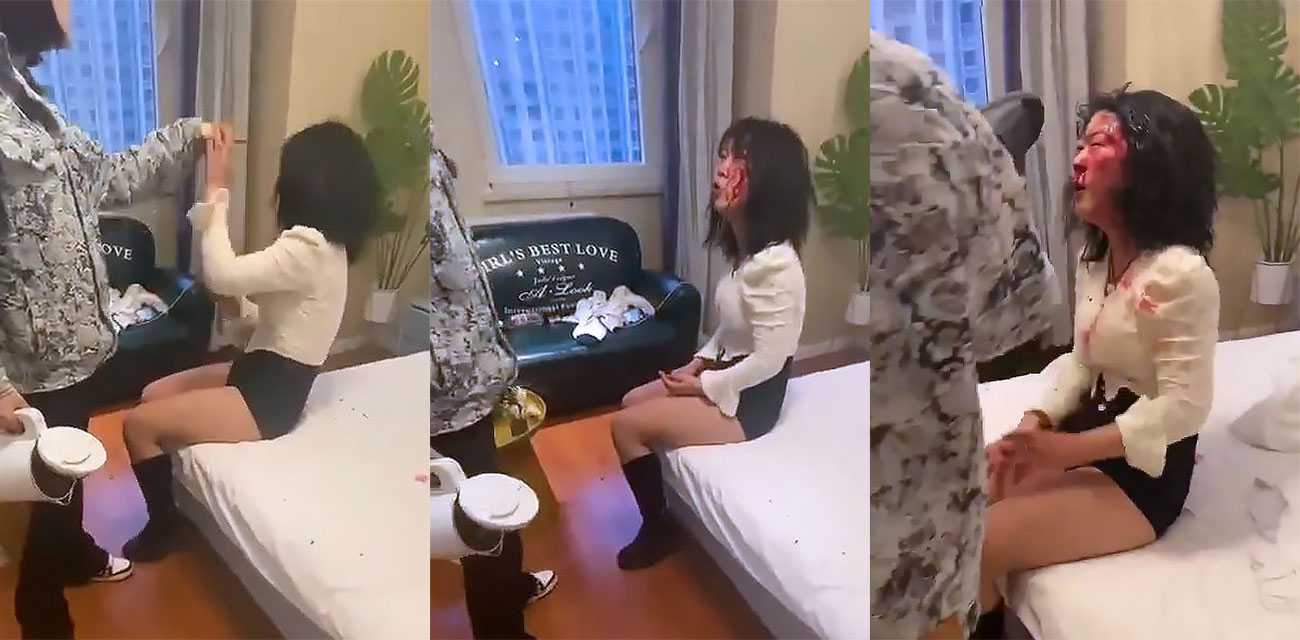 精神小妹携手闺蜜去酒店暴揍小三！精神小妹下手这么狠吗  都给人干的满脸血了还不停手继续打！