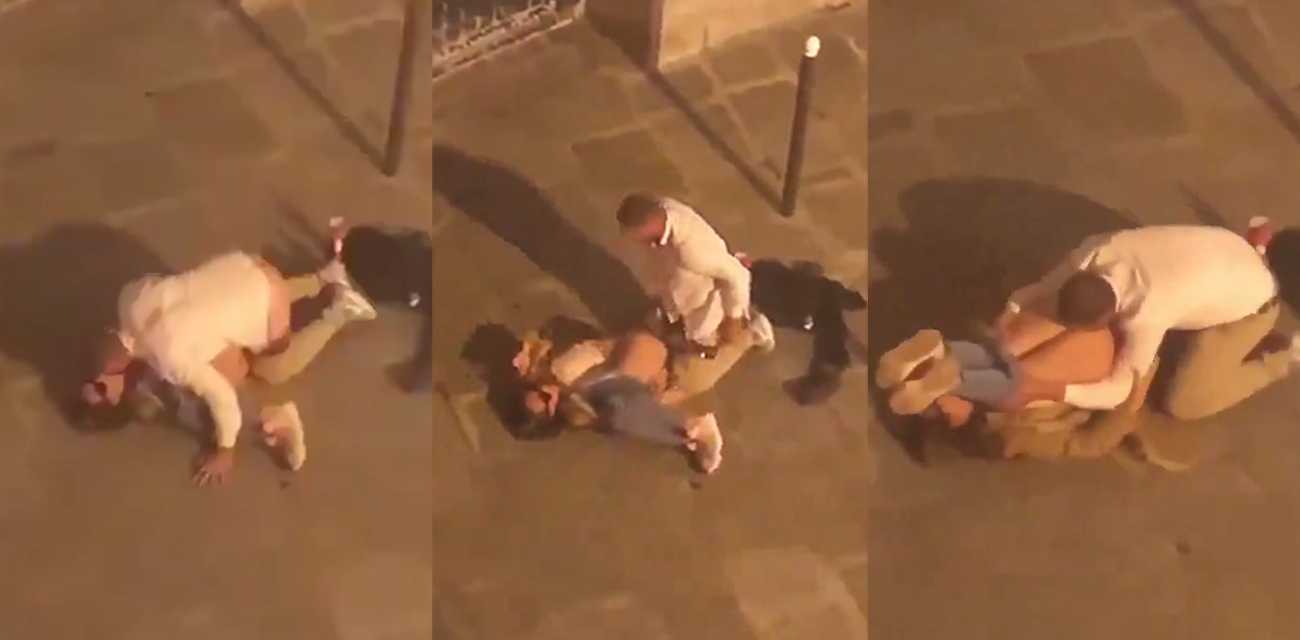 老外真疯狂啊！法国一对男女在街边公然舔穴做爱 巴黎还真是一座充满爱的城市啊！