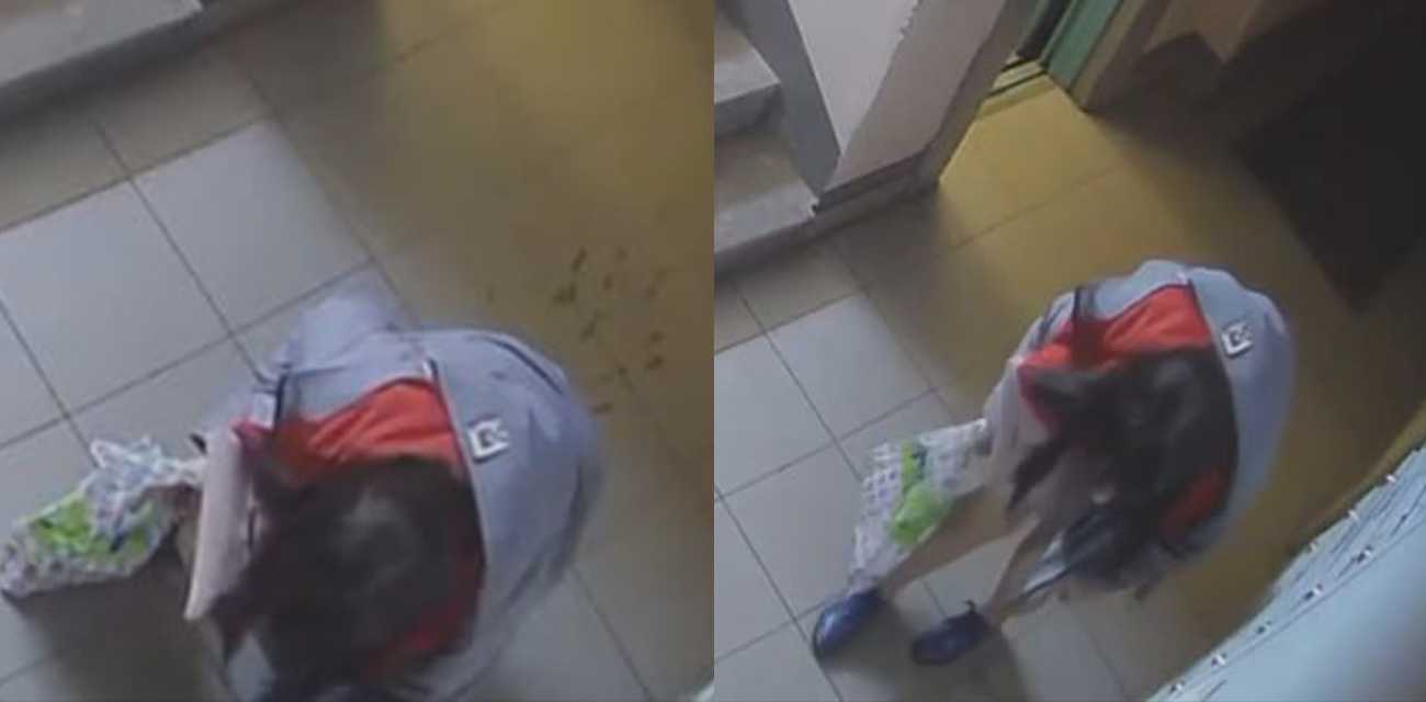 小仙女憋不住了 楼道内直接脱裤子拉屎 晚一秒就拉裤子里了！