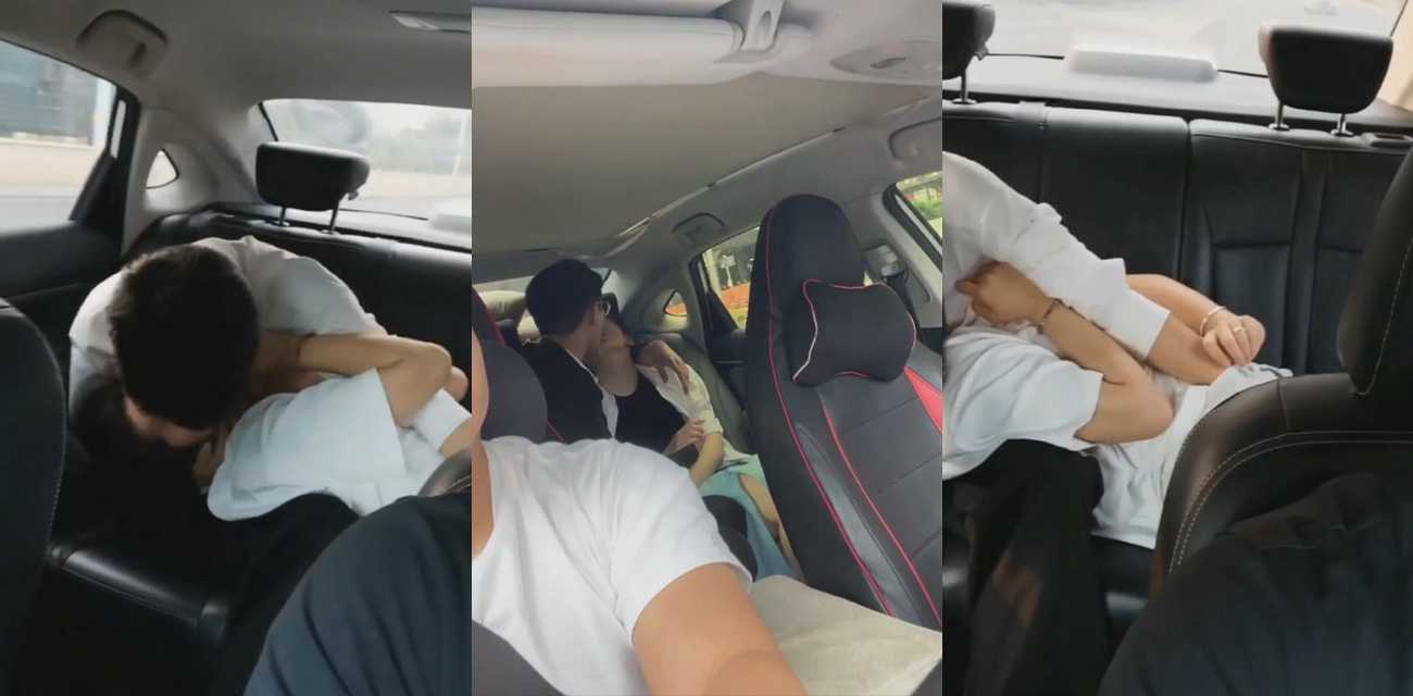 小情侣网约车上发情 直接接吻摸奶扣逼 把司机都整无语了！