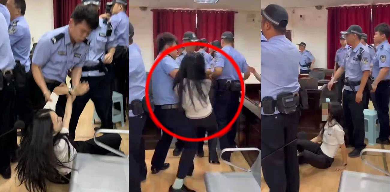 我要报警有警察打我 贵阳云岩区法院 知名刑辩女律师控诉法警 法庭上暴力执法抢手机打人