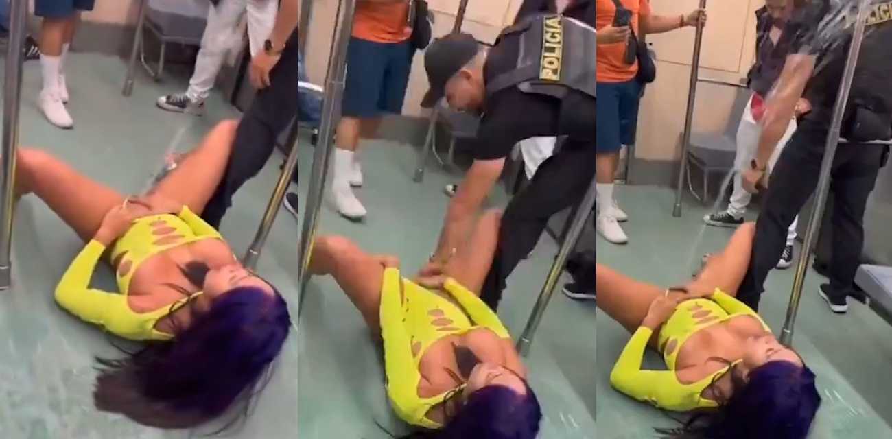 国外就是开放 女子地铁自慰 高潮喷射几米远 警察还要顺手摸两下！