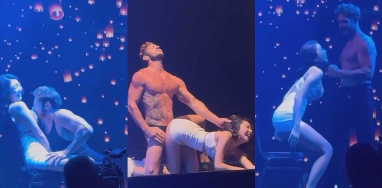 台湾母狗上大分 看演出和男演员互动性爱姿势 恨不得原地高潮 简直骚出天际！