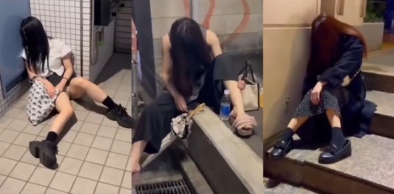 日本街头太妹的醉态日常 马路上到处都是躺尸的少女 简直是宅男的梦想天堂