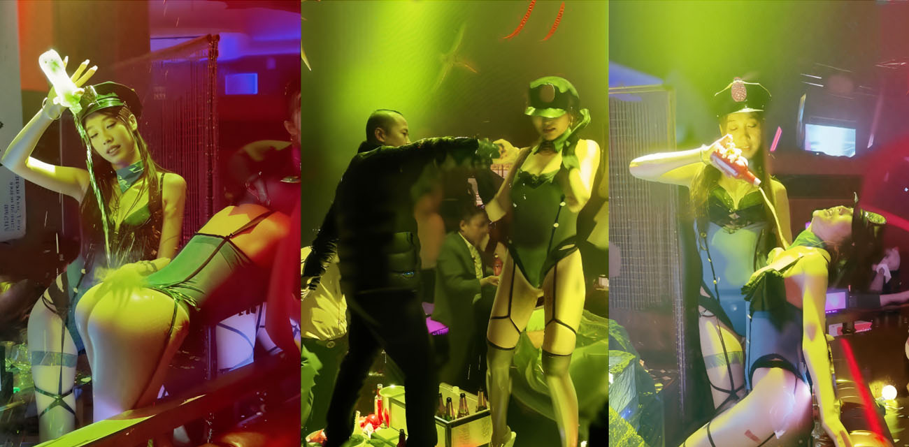 深夜酒吧大哥豪掷千金 性感美女香槟湿身热舞 扭腰顶胯香艳至极！