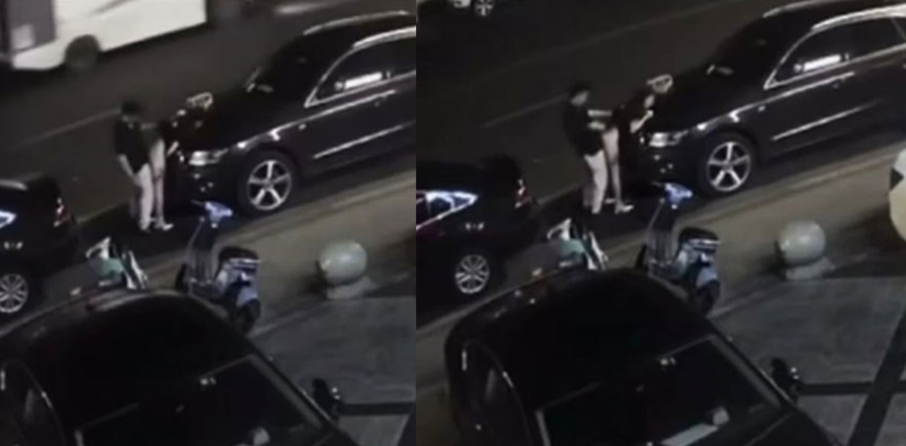 河北石家庄醉酒情侣 当街做爱激情口交  趴在引擎盖后入猛操 监控画面完美记录曝光！