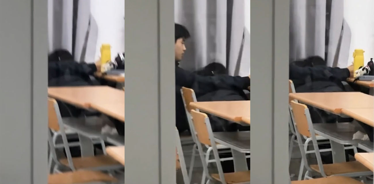 山东财经大学7-409教室口交视频 晚自习女生趴桌下吃鸡 被同学手机偷拍 情侣双双社死！