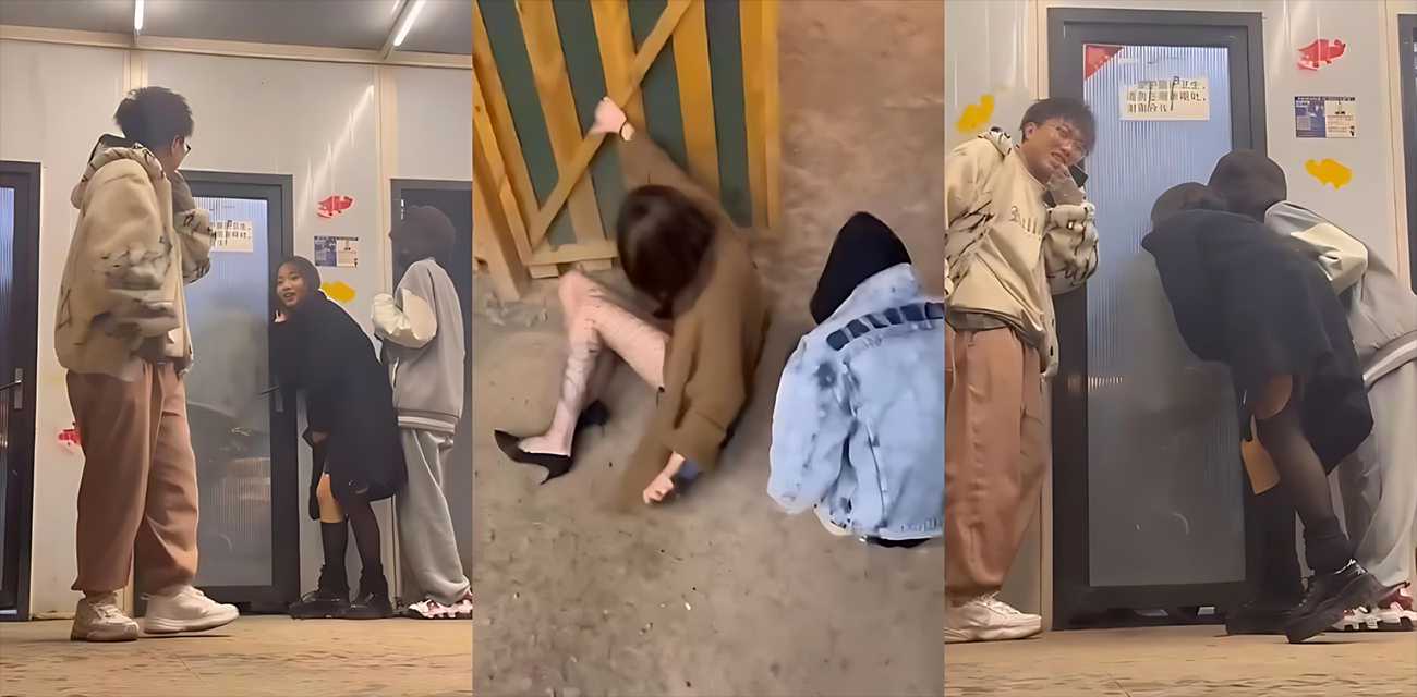 淄博烤肉店厕所偷情！渔网黑丝美女被按墙猛干 啪啪声响彻半条街 三人趴门上偷听 手机全程记录！