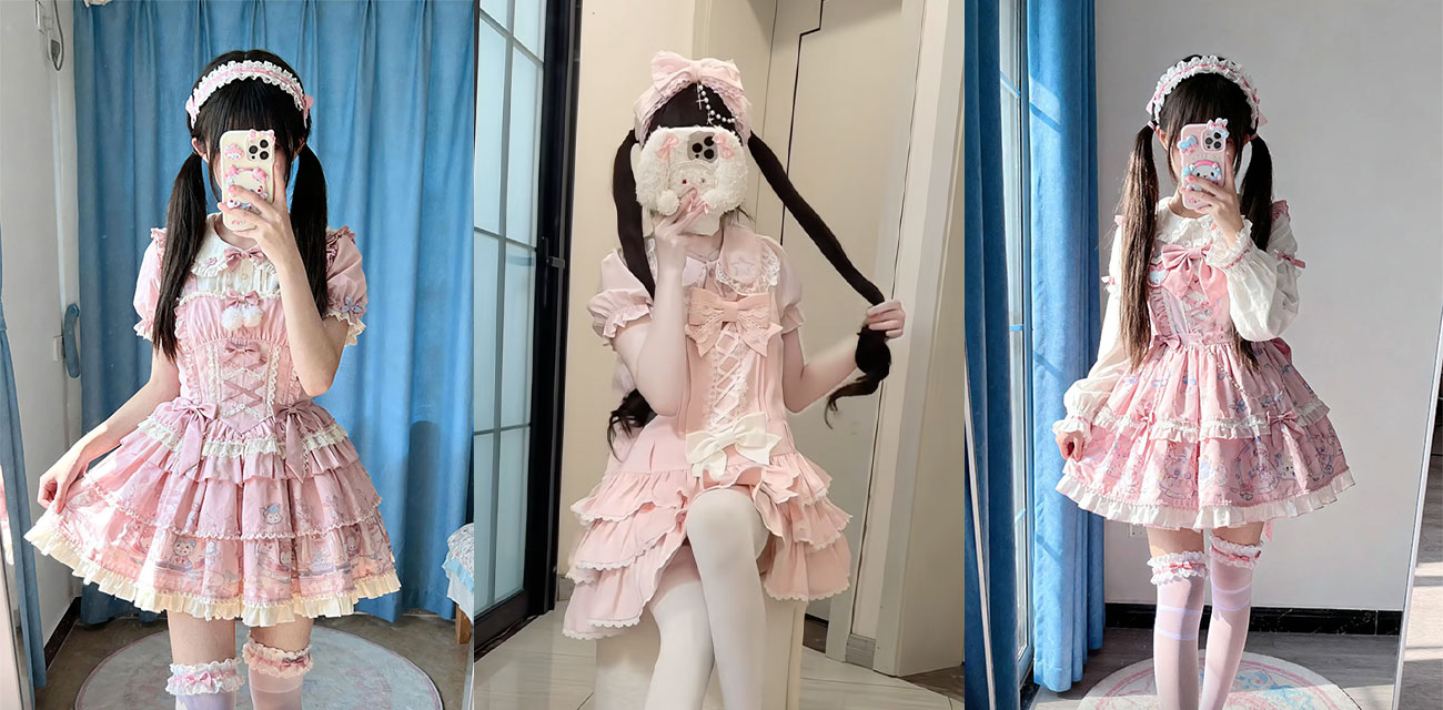 00后极品萝莉 洛洛幻想屋 身穿粉色洛丽塔酒店约炮约炮啤酒肚大叔 舌吻口交疯狂挑逗 双马尾被拽住后入猛操！